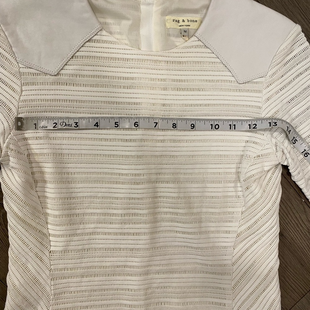rag & bone White Basha Top, featuring lambskin shoulder panels and Crewneck - Picture 10 of 11